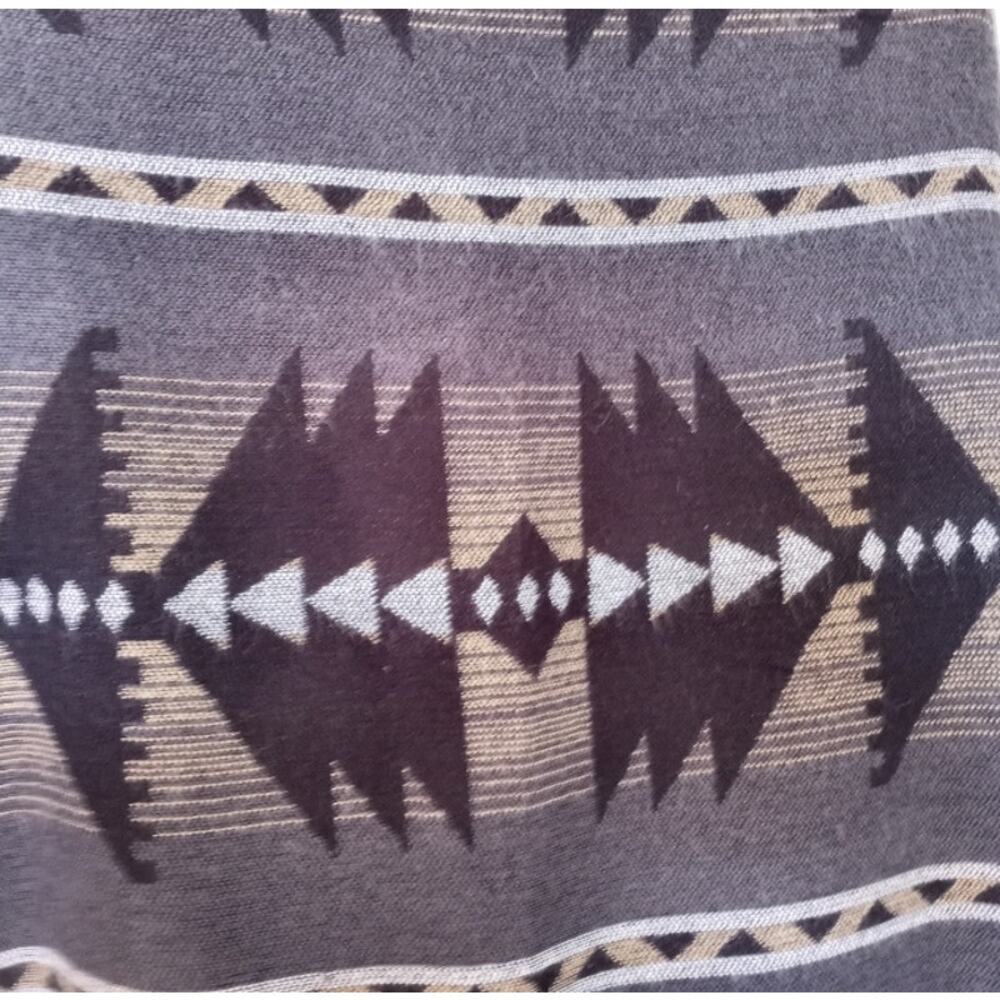 Aztec Print Button Front Boho Shark Bite Poncho W… - image 3